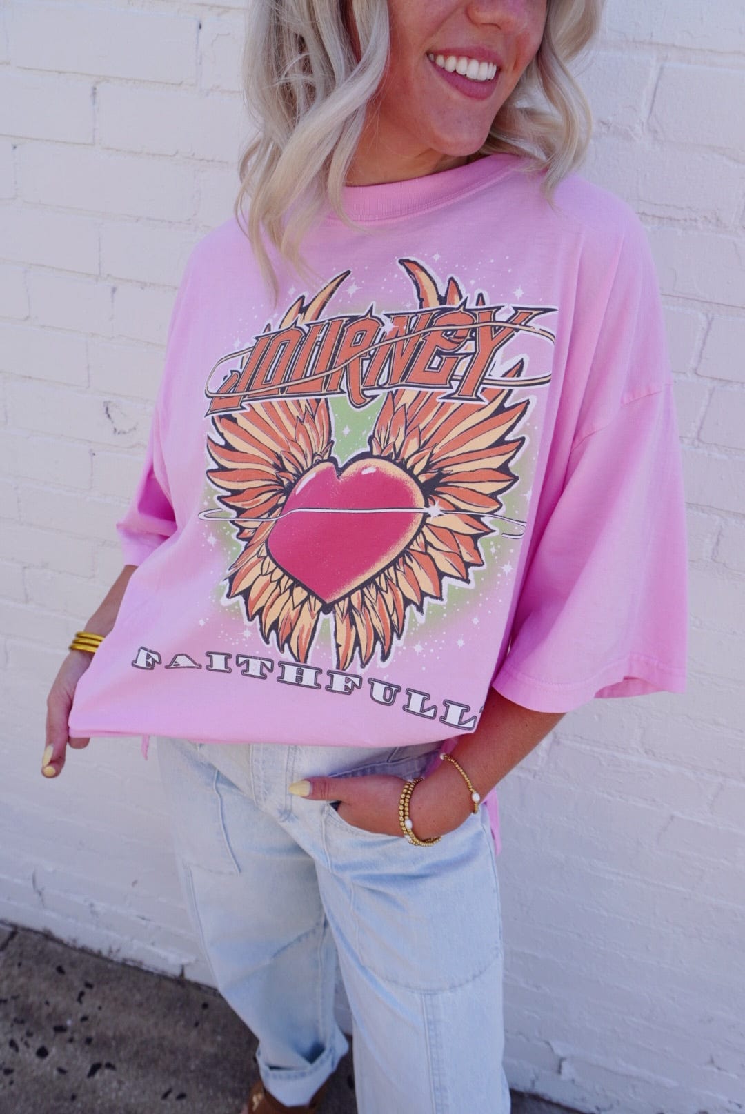 Love And Rock Tee In Pink - Infinity Raine