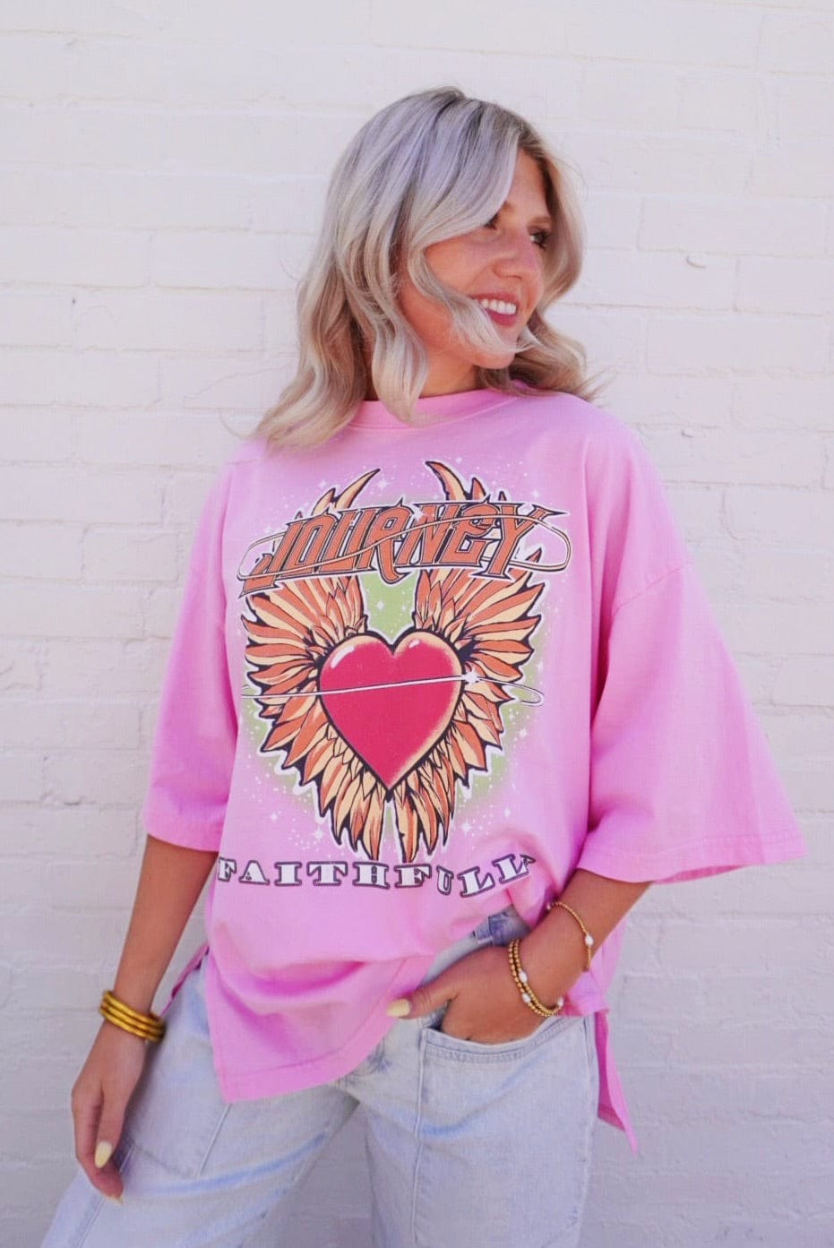 Love And Rock Tee In Pink - Infinity Raine