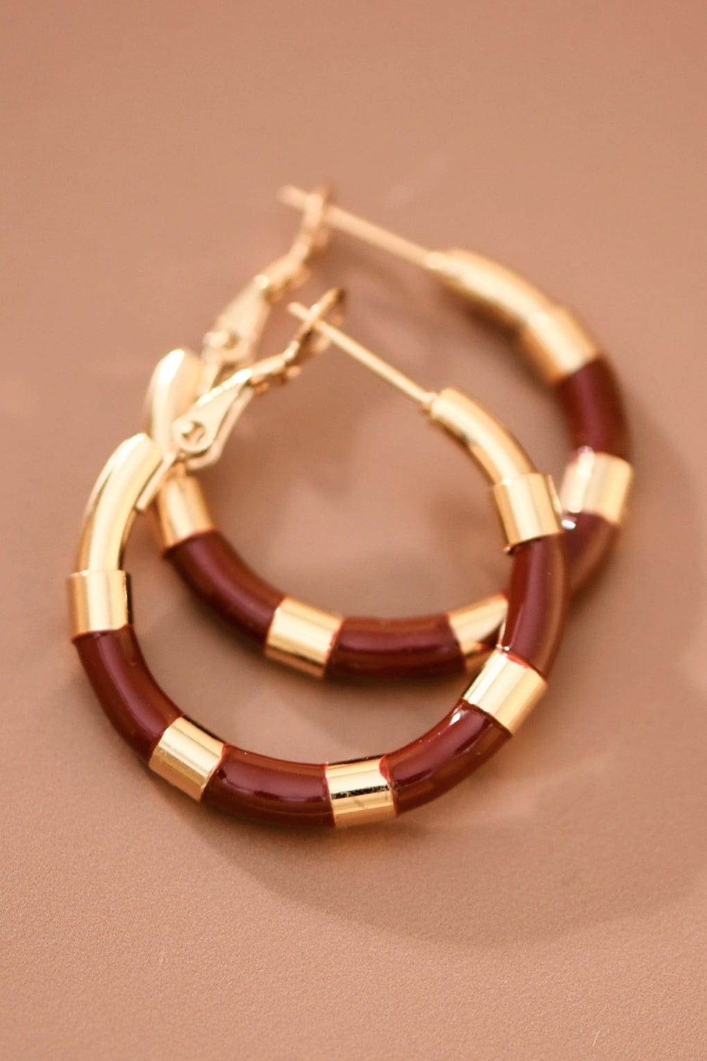 Red Enamel Hoop Earrings - Infinity Raine