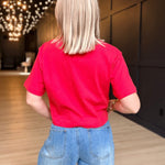 Relaxed Crop Tee In Samba Red - Infinity Raine