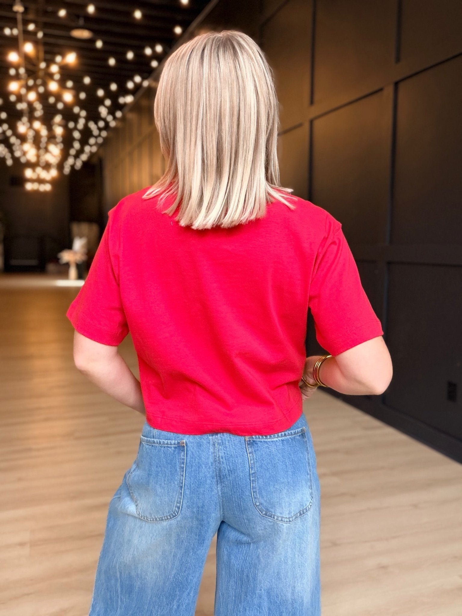 Relaxed Crop Tee In Samba Red - Infinity Raine