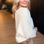 Relaxed Textured Pullover In Cream - Infinity Raine