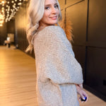 Relaxed Textured Pullover In Taupe - Infinity Raine