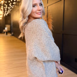 Relaxed Textured Pullover In Taupe - Infinity Raine