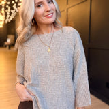 Relaxed Textured Pullover In Taupe - Infinity Raine
