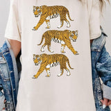 Retro Tigers Graphic Tee In Sand - Infinity Raine
