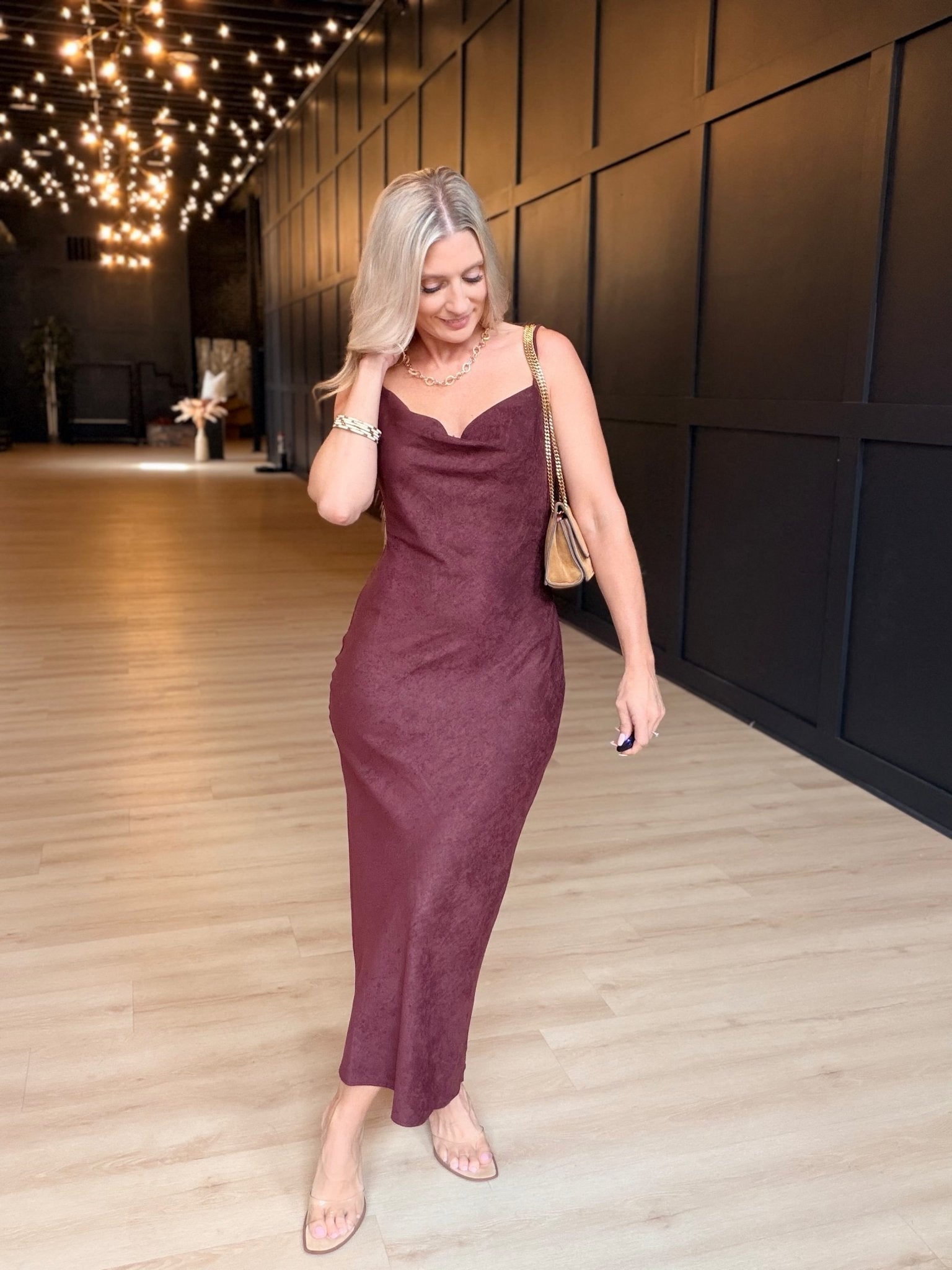 Rhea Slip Dress in Eggplant - Infinity Raine