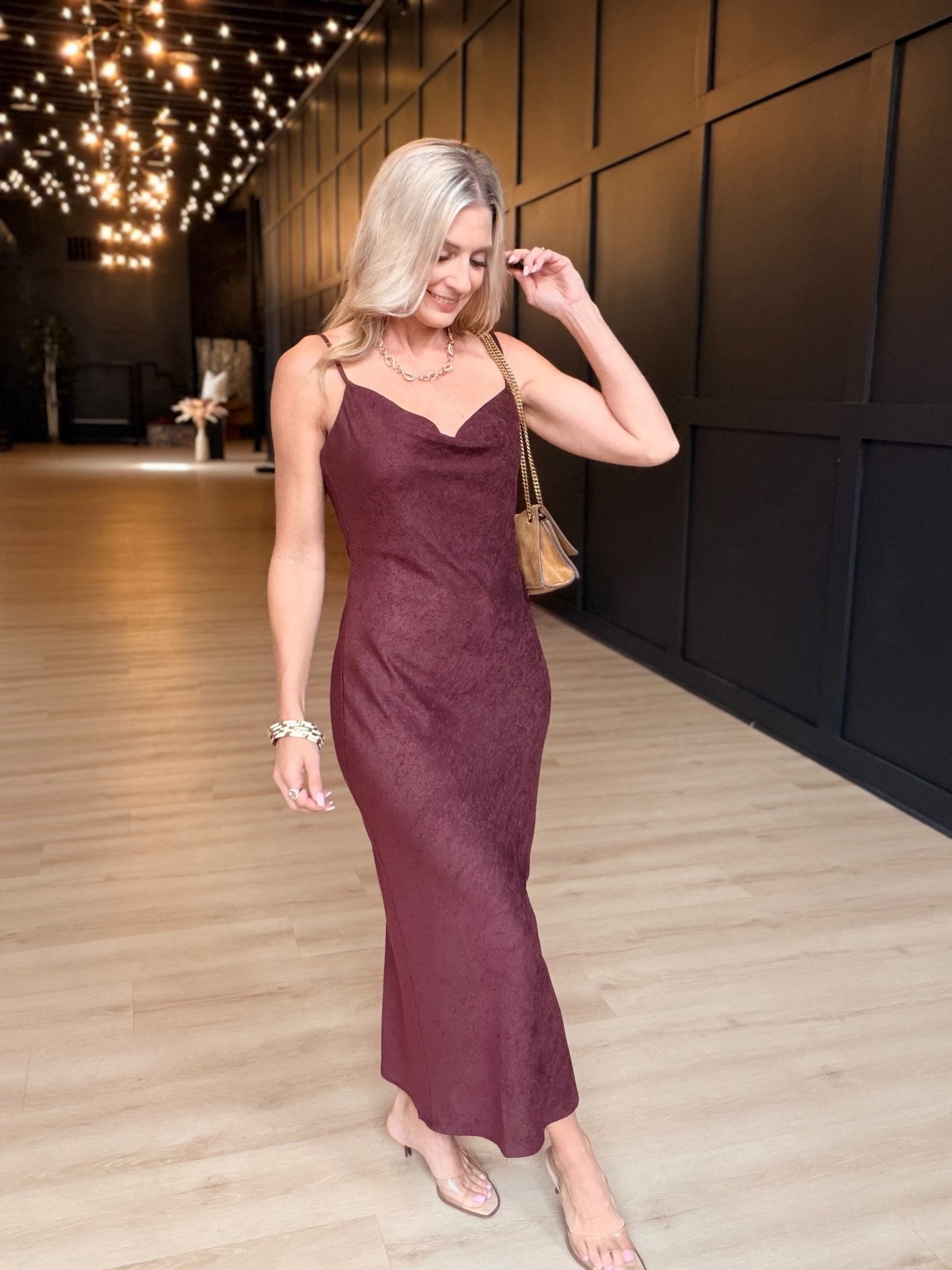 Rhea Slip Dress in Eggplant - Infinity Raine