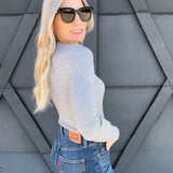 Ribbed Long Sleeve In Grey - Infinity Raine