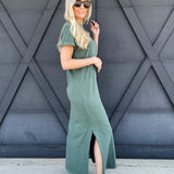 RicherPoorer Relaxed Tee Dress In Sage Leaf - Infinity Raine