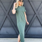 RicherPoorer Relaxed Tee Dress In Sage Leaf - Infinity Raine