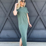 RicherPoorer Relaxed Tee Dress In Sage Leaf - Infinity Raine
