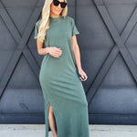 RicherPoorer Relaxed Tee Dress In Sage Leaf - Infinity Raine