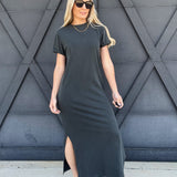 RicherPoorer Relaxed Tee Dress In Stretch Limo - Infinity Raine