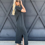 RicherPoorer Relaxed Tee Dress In Stretch Limo - Infinity Raine