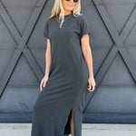 RicherPoorer Relaxed Tee Dress In Stretch Limo - Infinity Raine