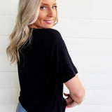 RicherPoorer Linen Jersey V Neck Tee In Black - Infinity Raine