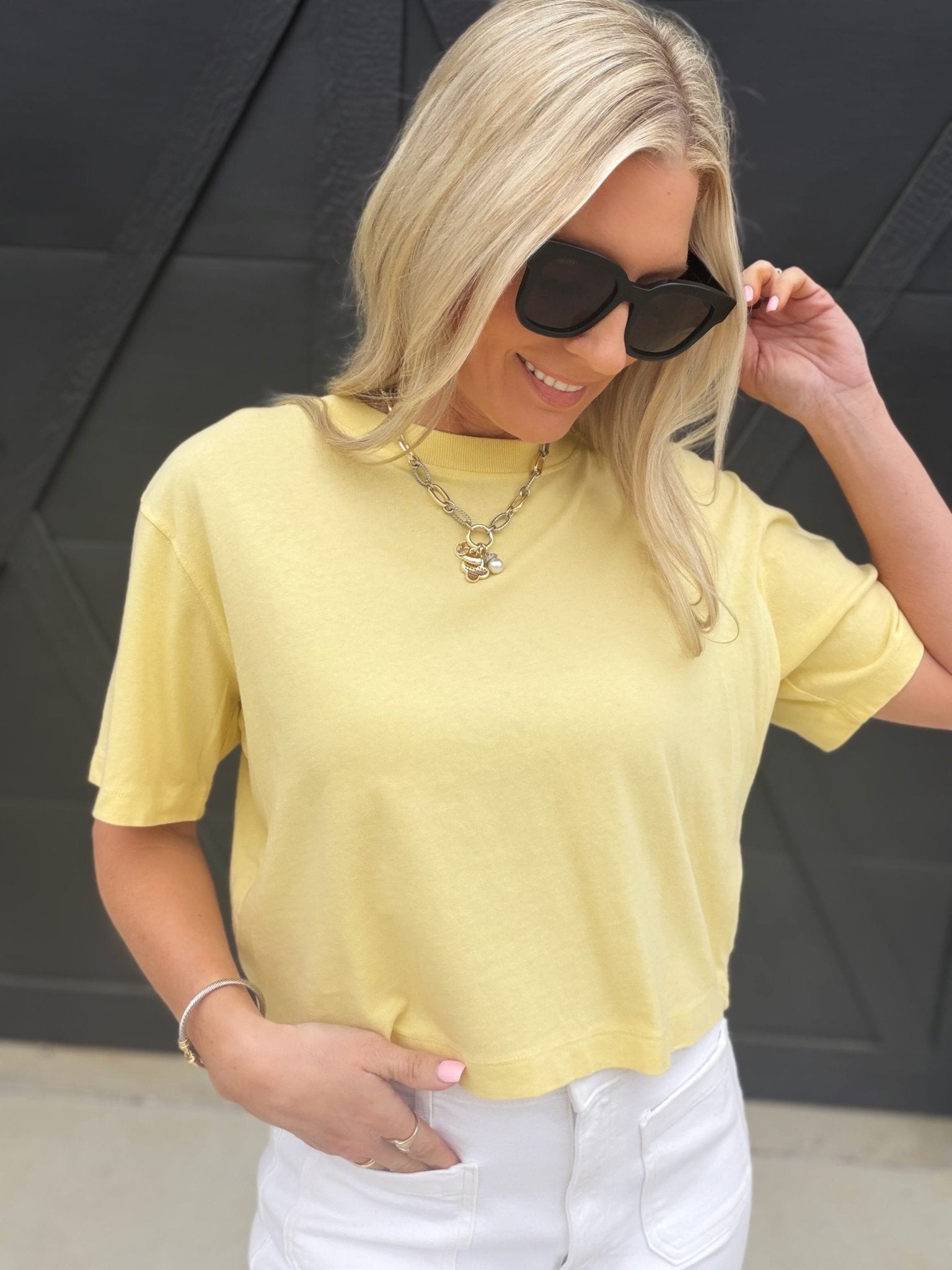RicherPoorer Relaxed Crop Tee In Butter - Infinity Raine