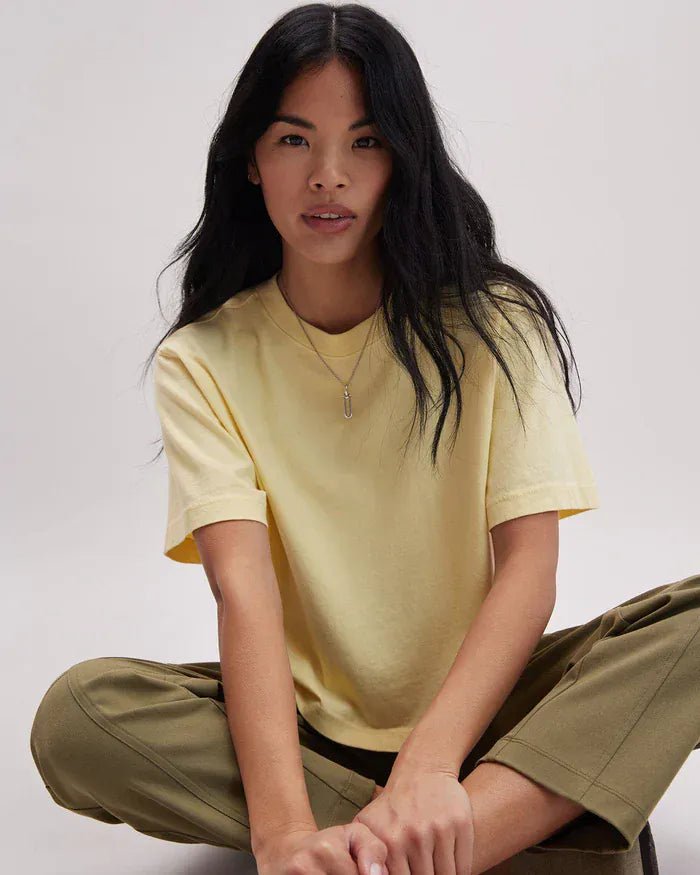 RicherPoorer Relaxed Crop Tee In Butter - Infinity Raine