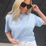 RicherPoorer Relaxed Crop Tee In Chambray Blue - Infinity Raine