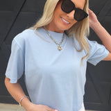 RicherPoorer Relaxed Crop Tee In Chambray Blue - Infinity Raine