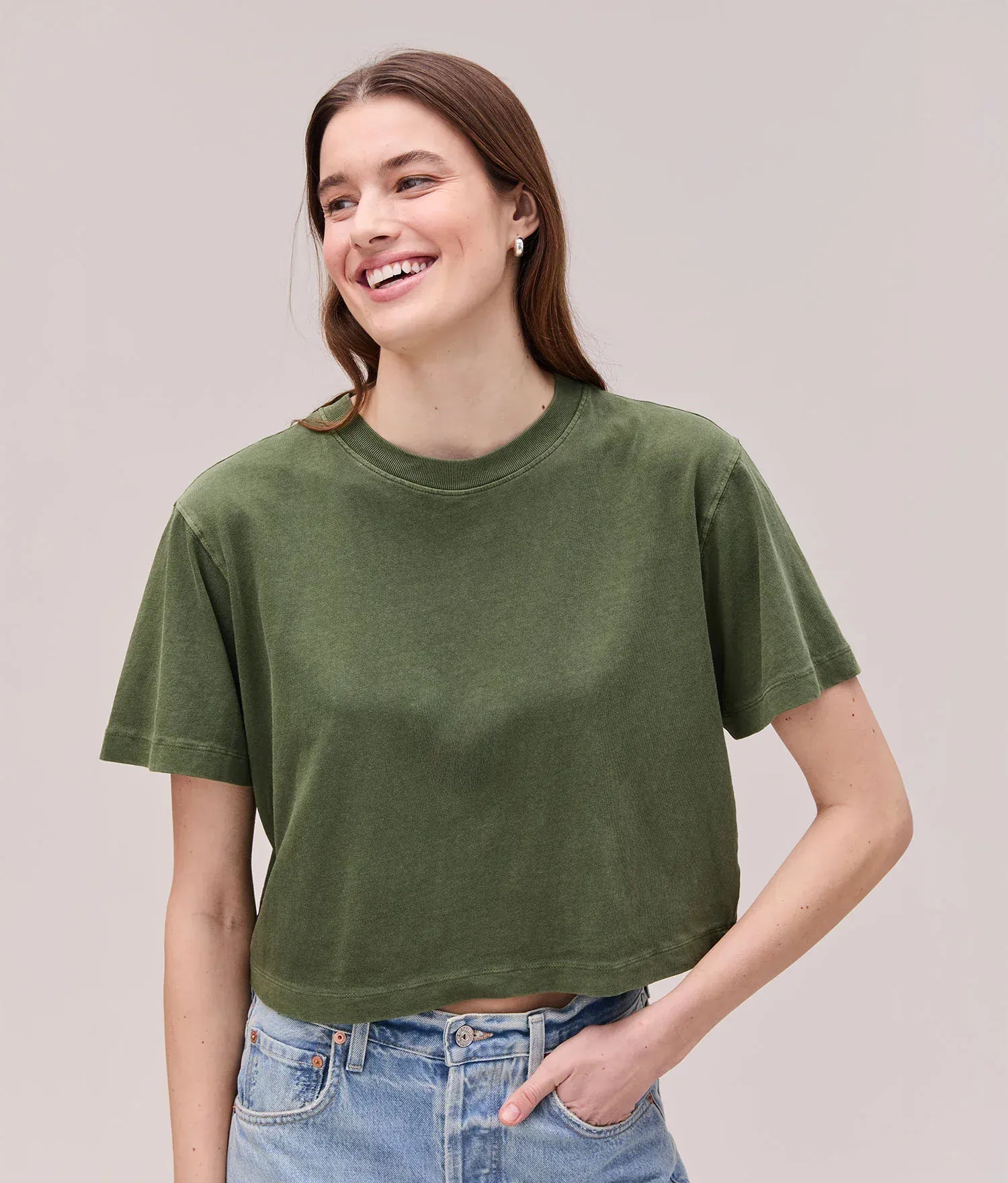 RicherPoorer Relaxed Crop Tee In Cypress - Infinity Raine