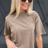 RicherPoorer Relaxed Crop Tee In Warm Grey - Infinity Raine