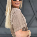RicherPoorer Relaxed Crop Tee In Warm Grey - Infinity Raine
