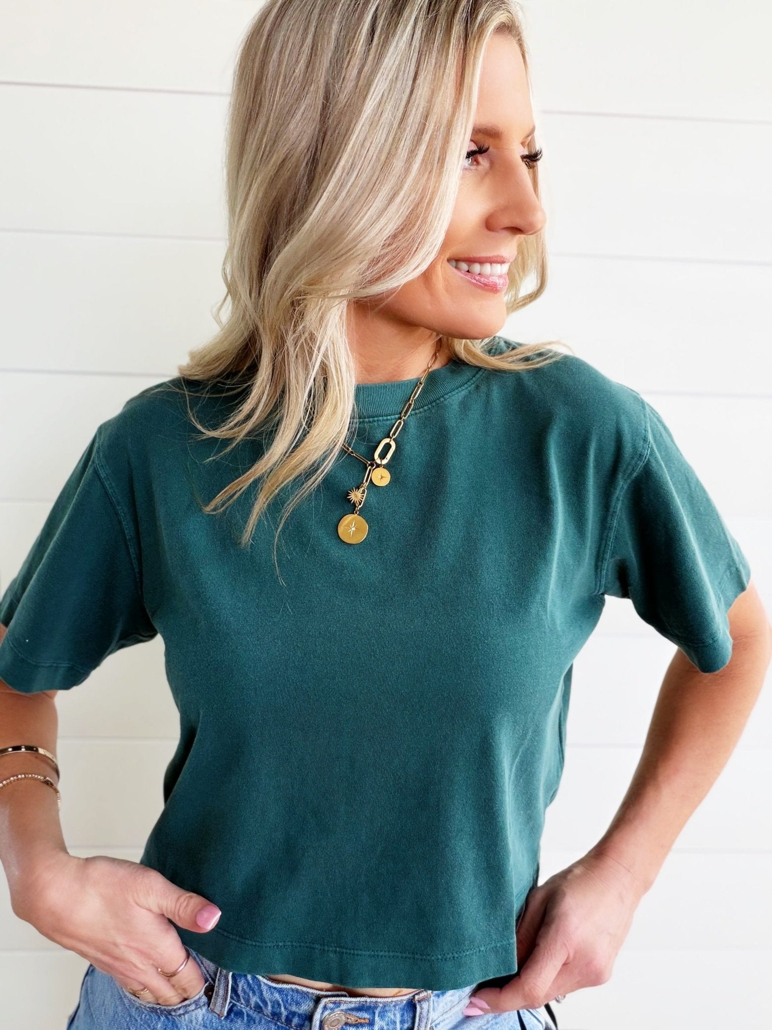 RicherPoorer Relaxed Crop Tee In Rainforest - Infinity Raine
