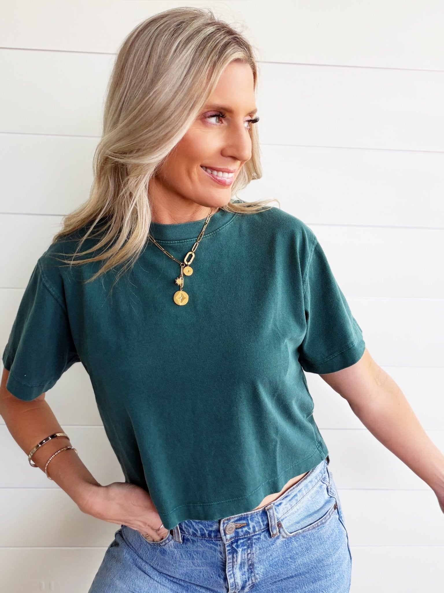 RicherPoorer Relaxed Crop Tee In Rainforest - Infinity Raine