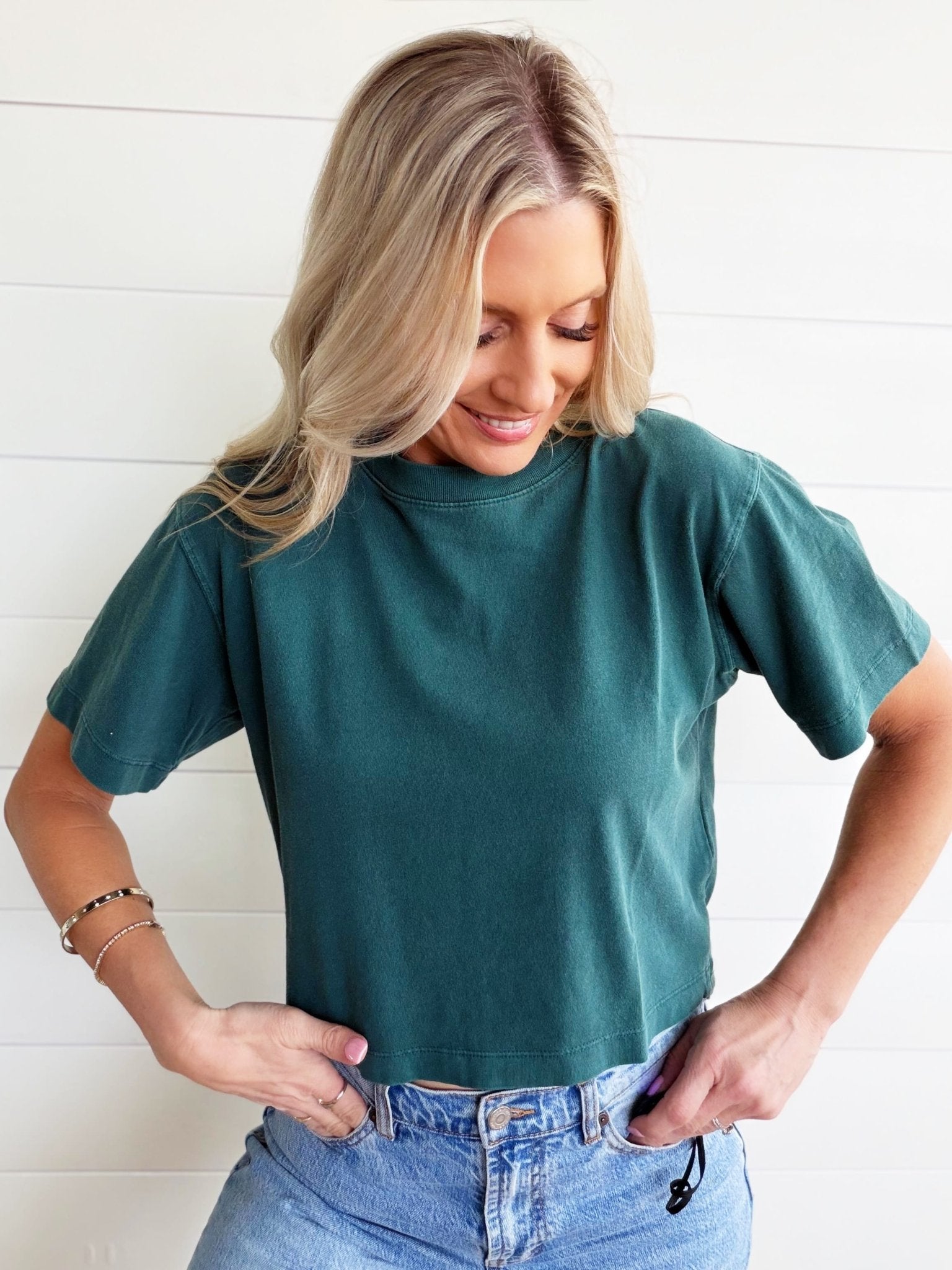 RicherPoorer Relaxed Crop Tee In Rainforest - Infinity Raine