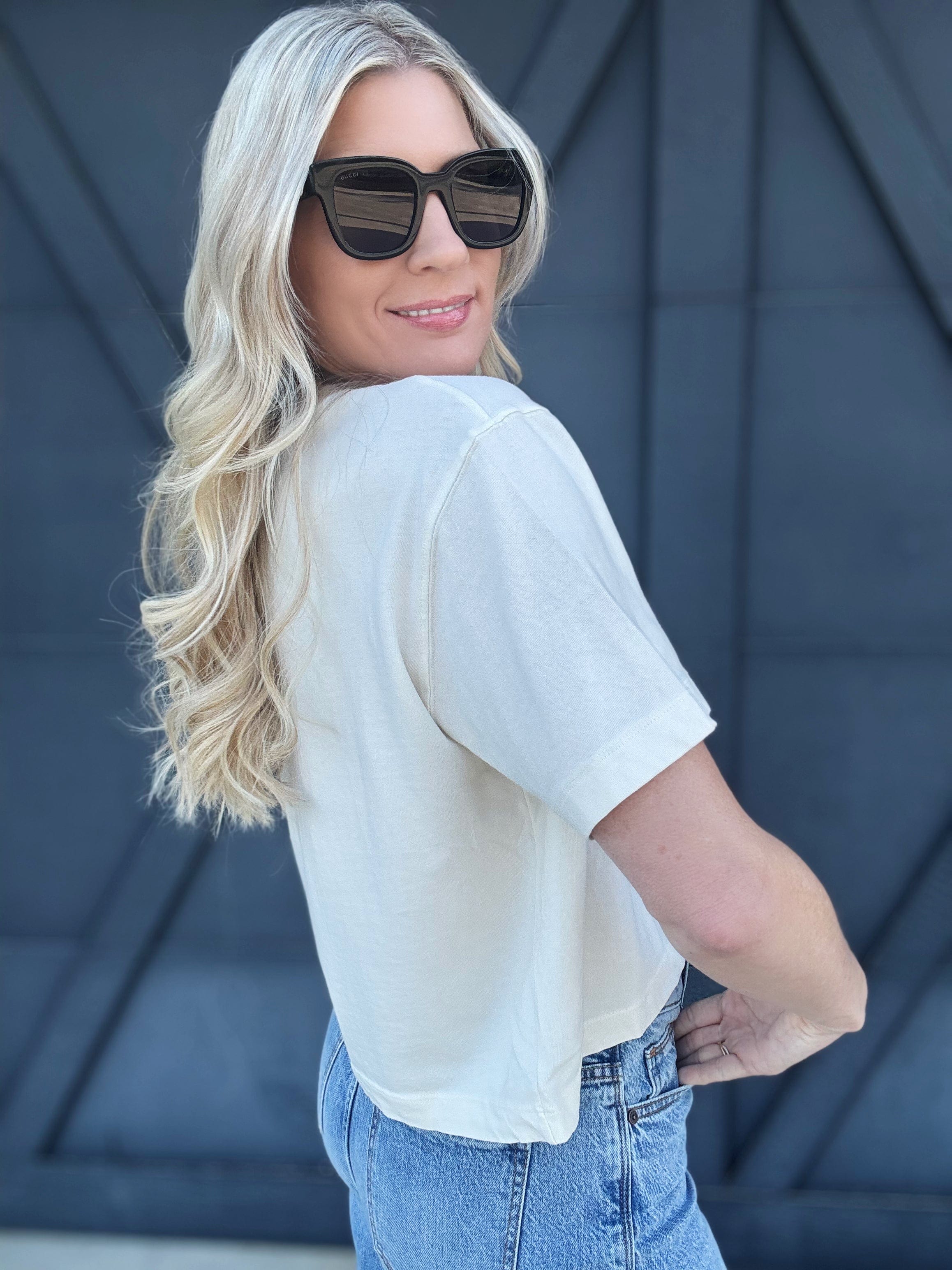 RicherPoorer Relaxed Crop Tee In Bone - Infinity Raine