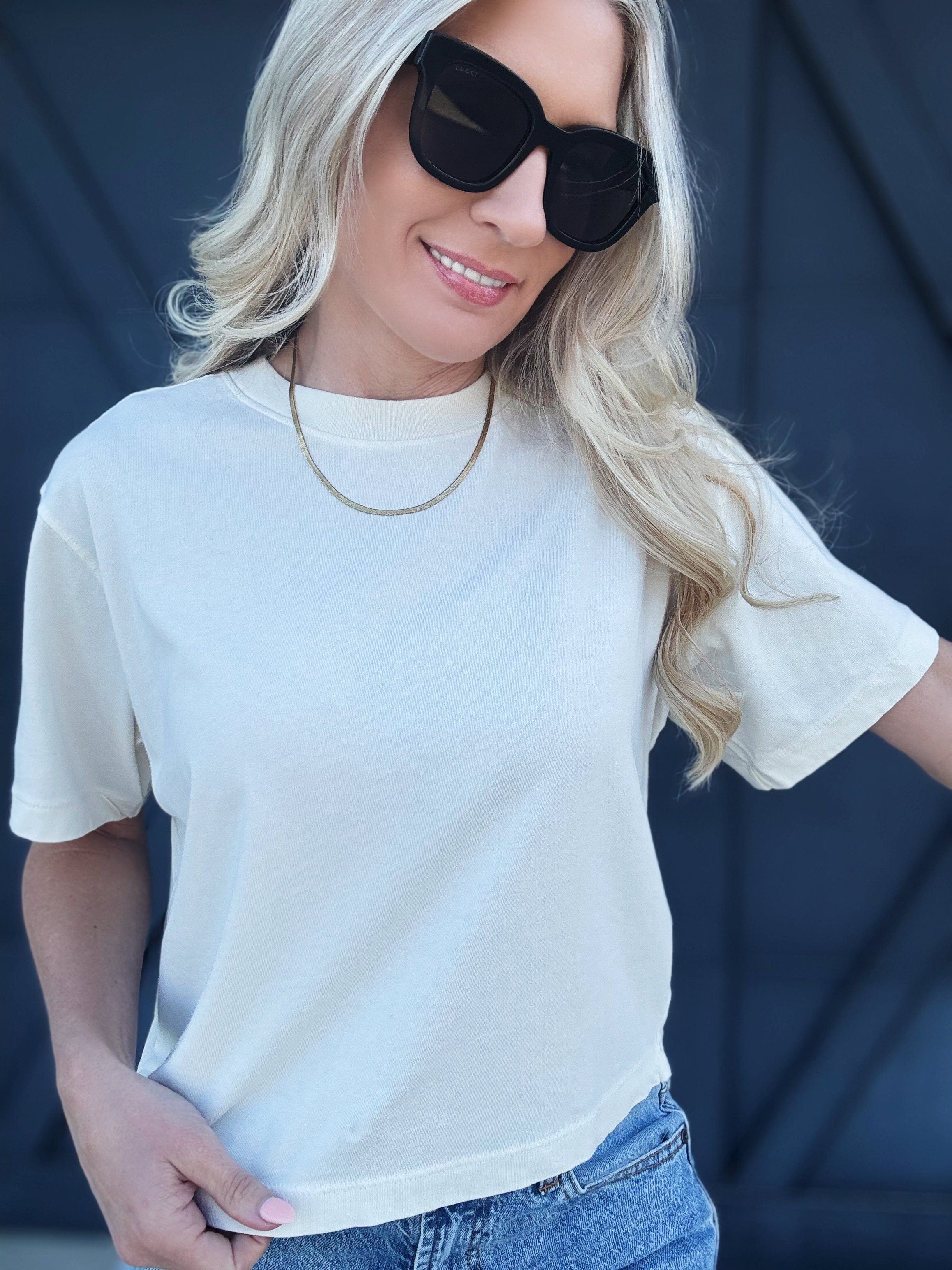 RicherPoorer Relaxed Crop Tee In Bone - Infinity Raine