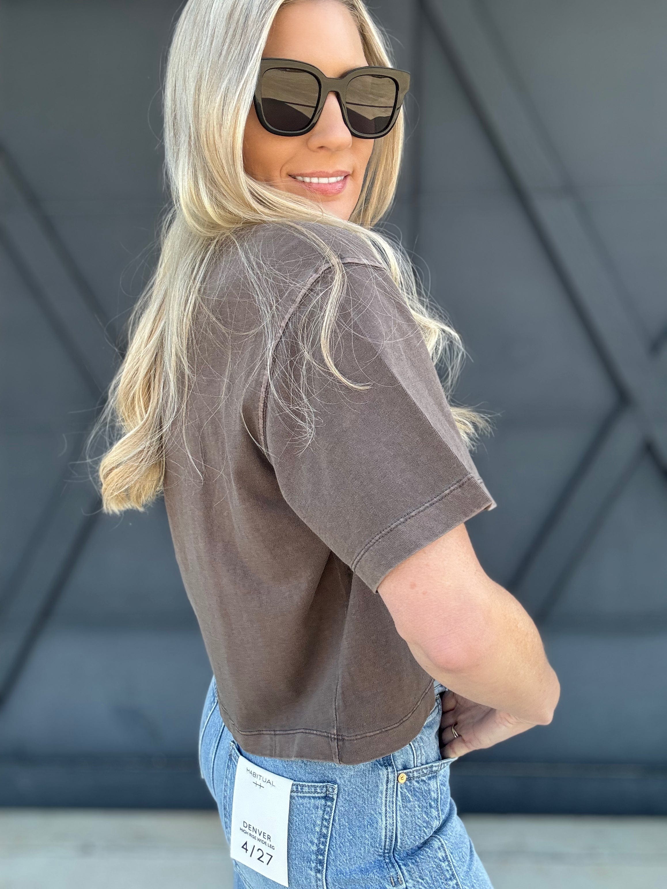 RicherPoorer Relaxed Crop Tee In Mole - Infinity Raine