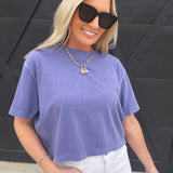 RicherPoorer Relaxed Crop Tee In Purple Pop - Infinity Raine