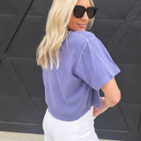RicherPoorer Relaxed Crop Tee In Purple Pop - Infinity Raine