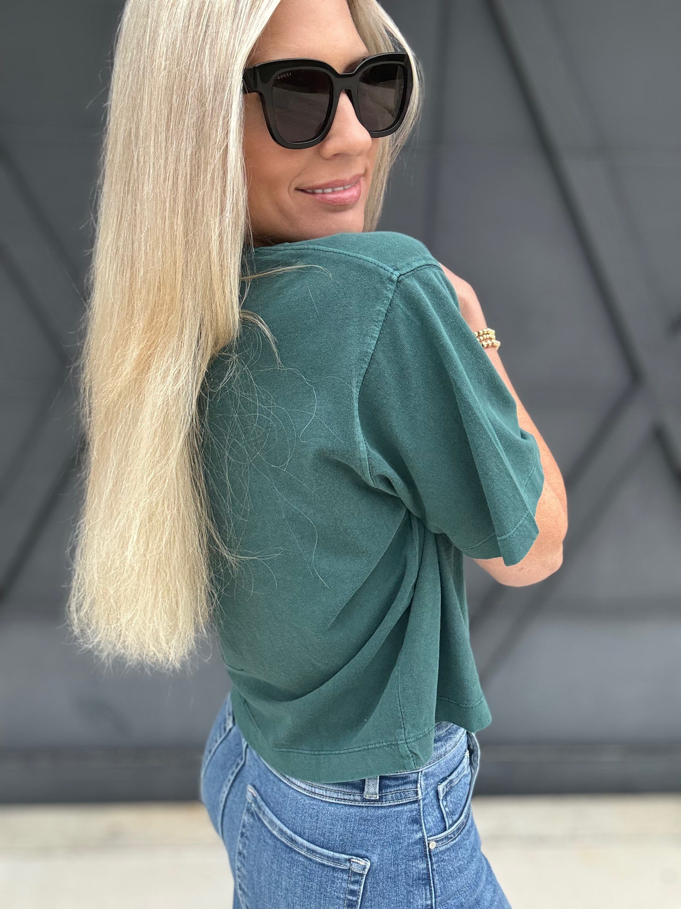 RicherPoorer Relaxed Crop Tee In Rainforest - Infinity Raine