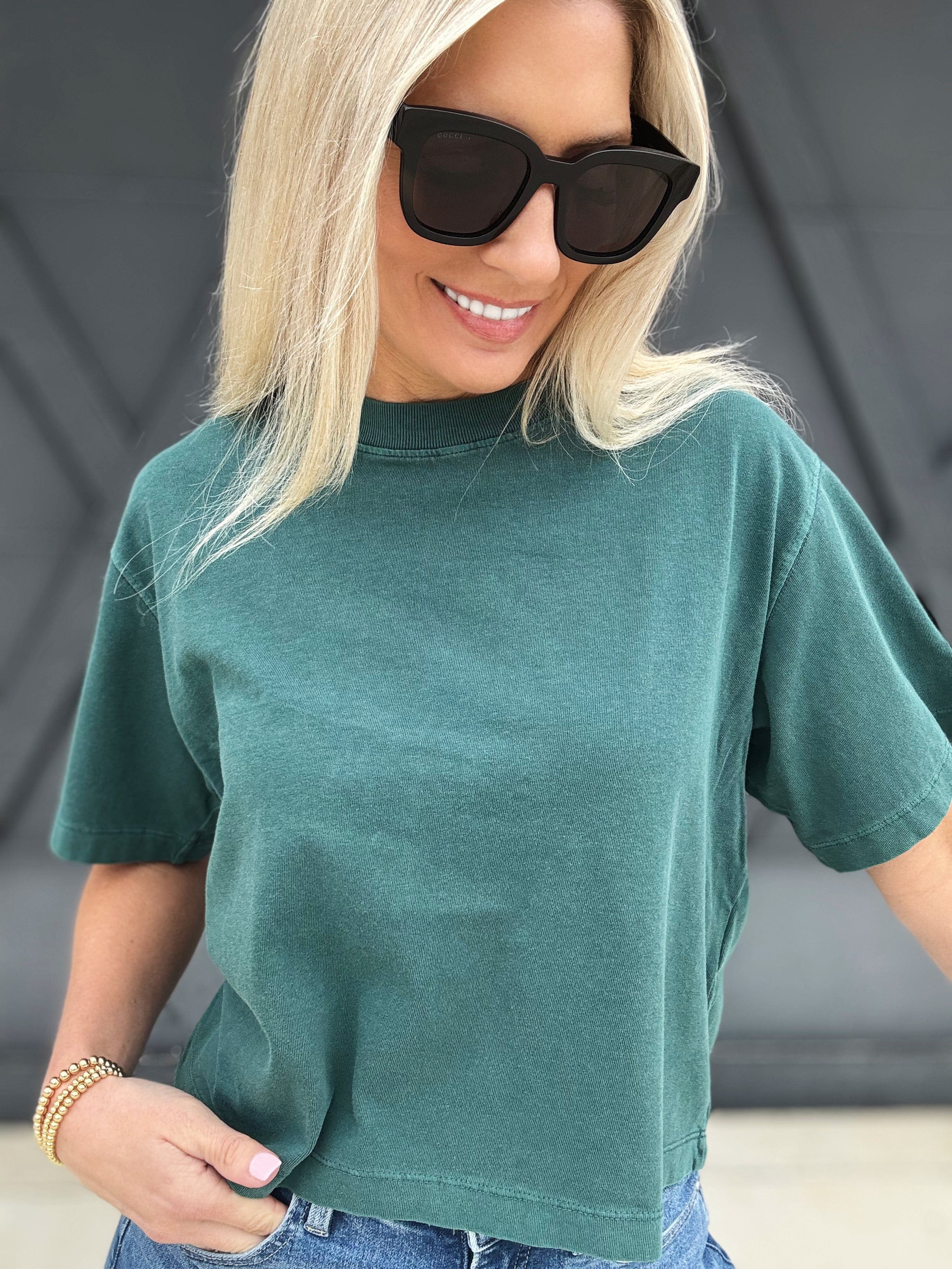 RicherPoorer Relaxed Crop Tee In Rainforest - Infinity Raine