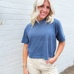 RicherPoorer Relaxed Crop Tee In Vintage Indigo - Infinity Raine