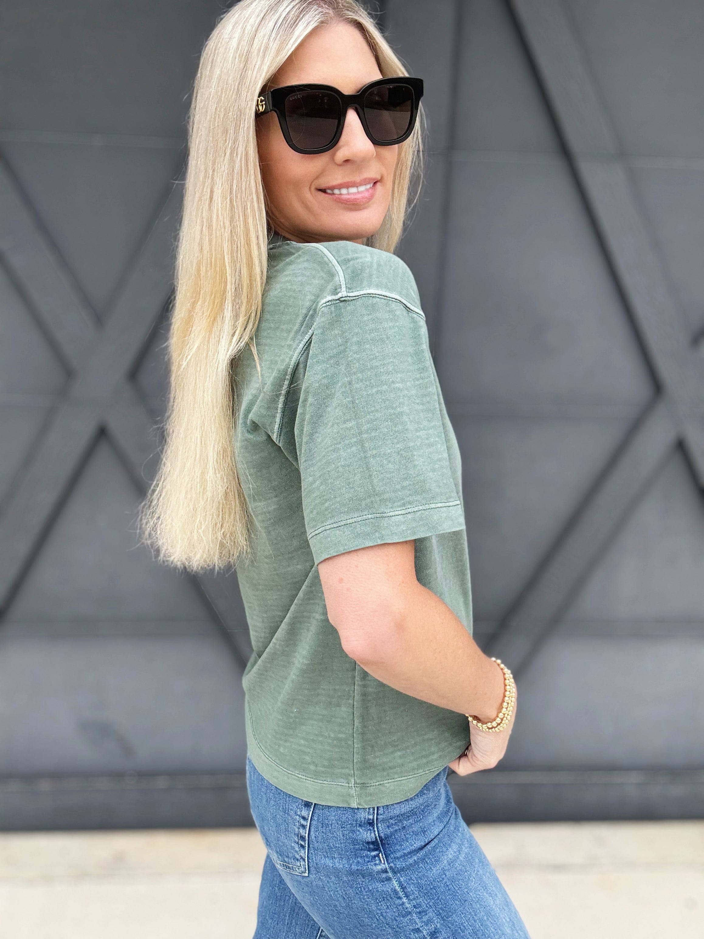 RicherPoorer Relaxed Everyday Tee In Sage Leaf - Infinity Raine
