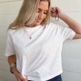 RicherPoorer Vintage Jersey Oversized Crop Tee In White - Infinity Raine