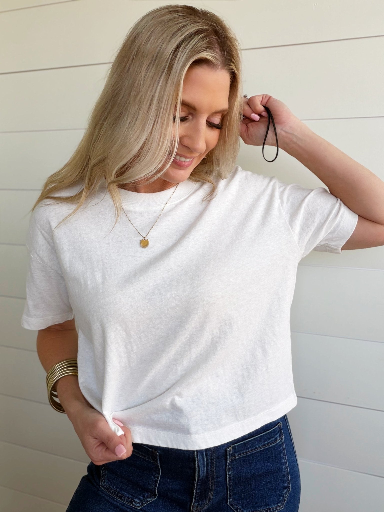 RicherPoorer Vintage Jersey Oversized Crop Tee In White - Infinity Raine