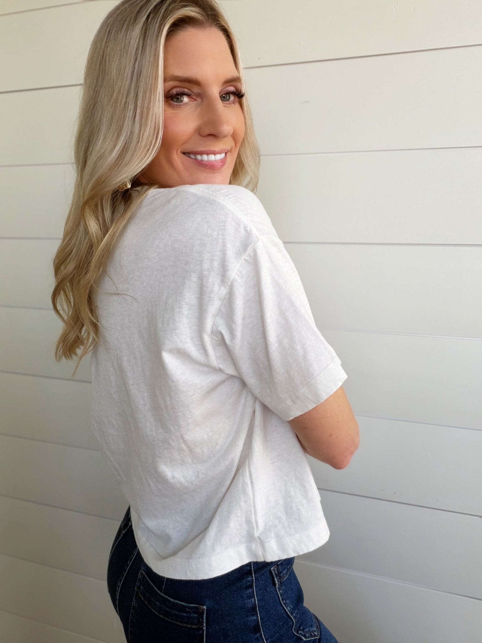 RicherPoorer Vintage Jersey Oversized Crop Tee In White - Infinity Raine