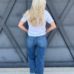 Risen Boyfriend Clean Cuff Jeans In Dark - Infinity Raine