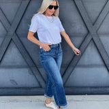 Risen Boyfriend Clean Cuff Jeans In Dark - Infinity Raine