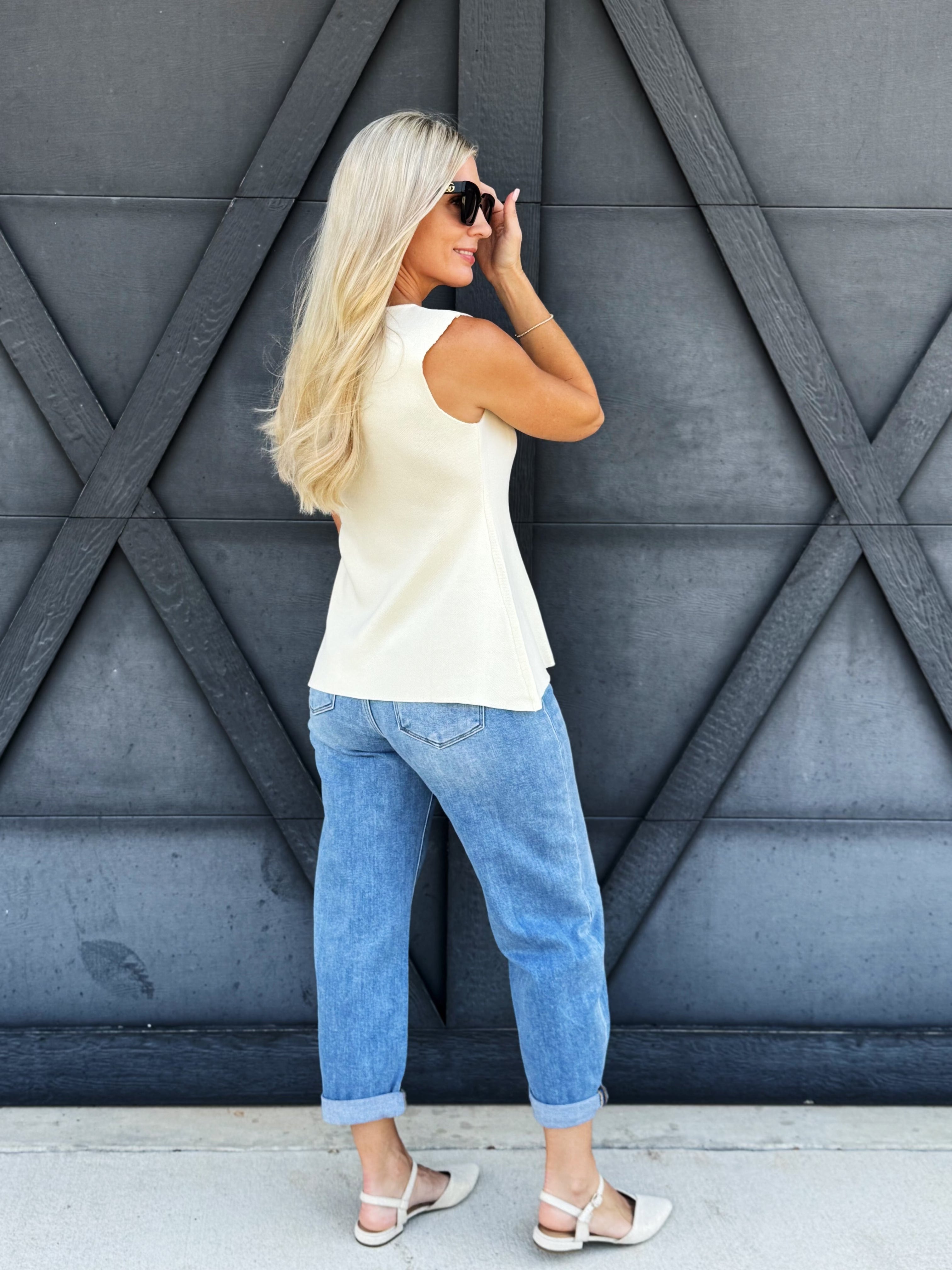 Risen Crop Mild Barrel Jeans In Medium Wash - Infinity Raine