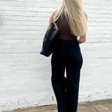 Risen Double Button Wide Leg Pants In Black - Infinity Raine