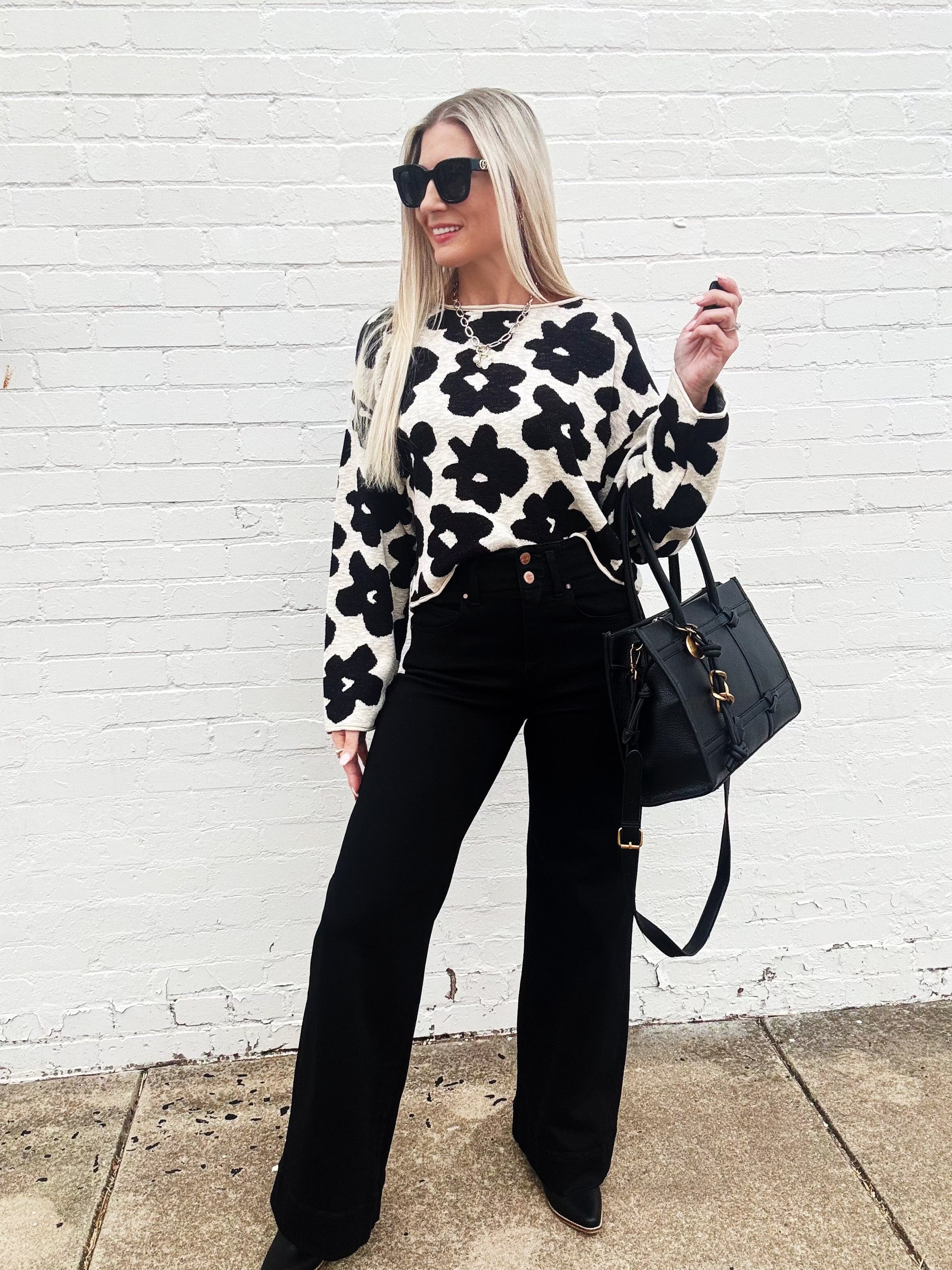 Risen Double Button Wide Leg Pants In Black - Infinity Raine