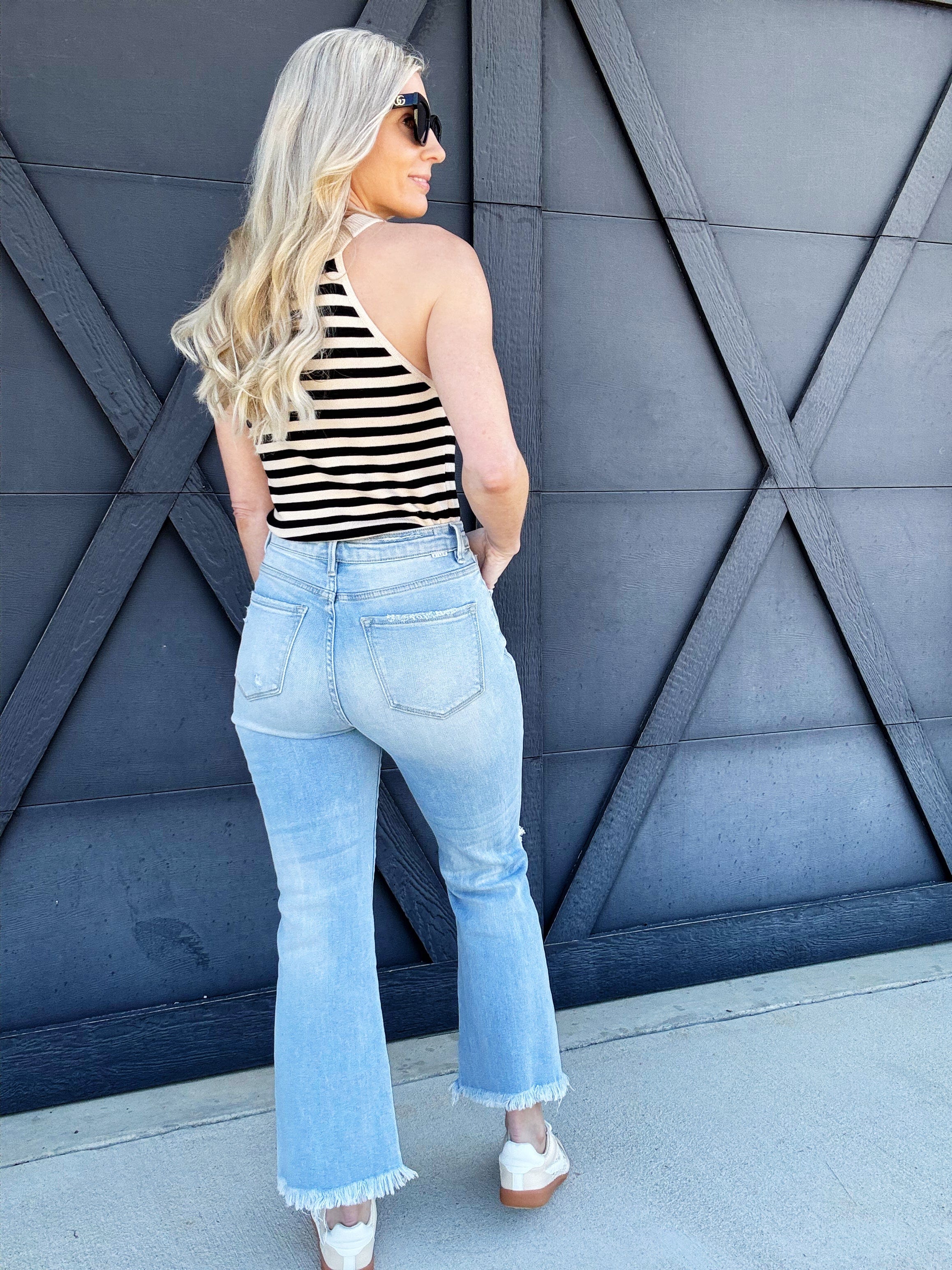Risen Frayed Crop Jeans In Light - Infinity Raine