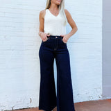 RISEN Bottoms - Pants Risen Lurex Wide Leg Jeans in Dark